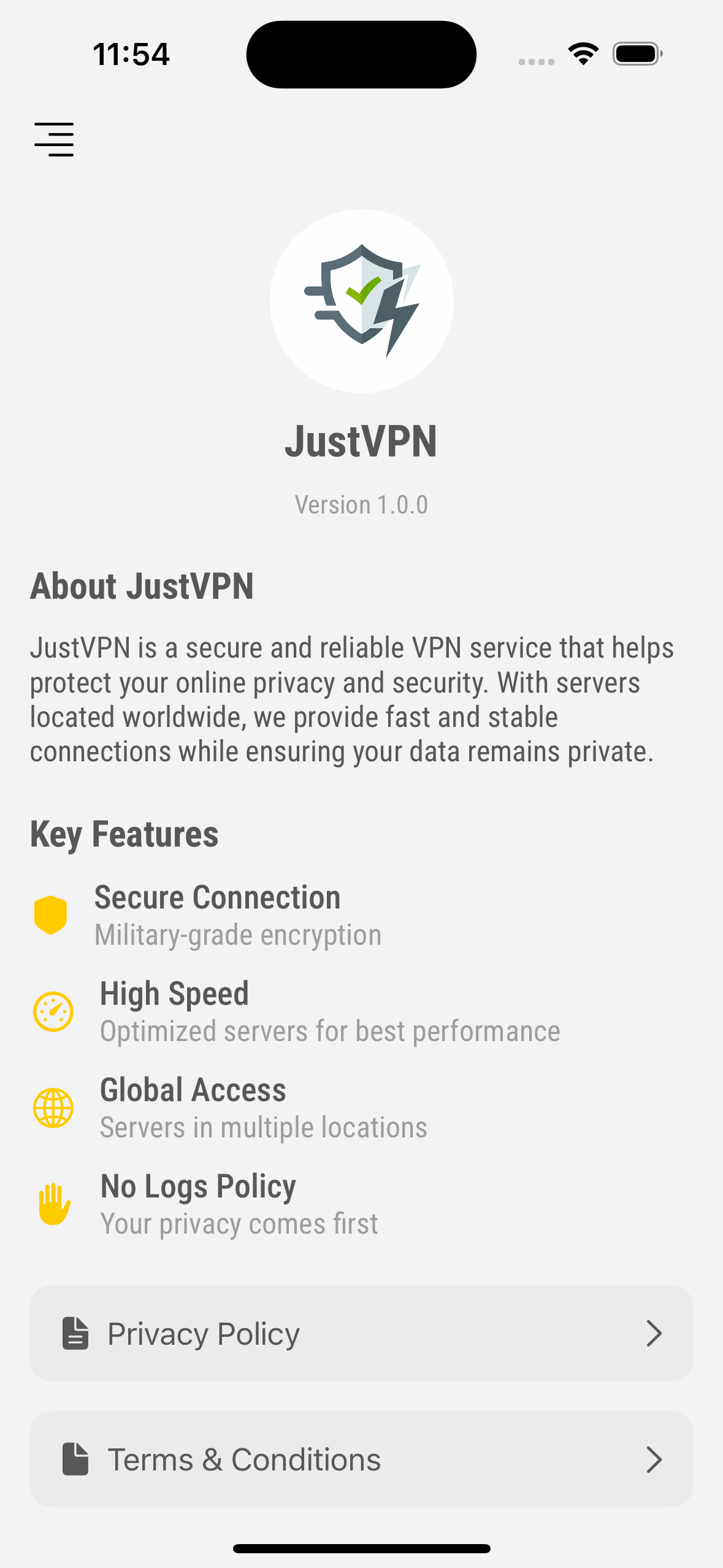 JustVPN Screenshot 3