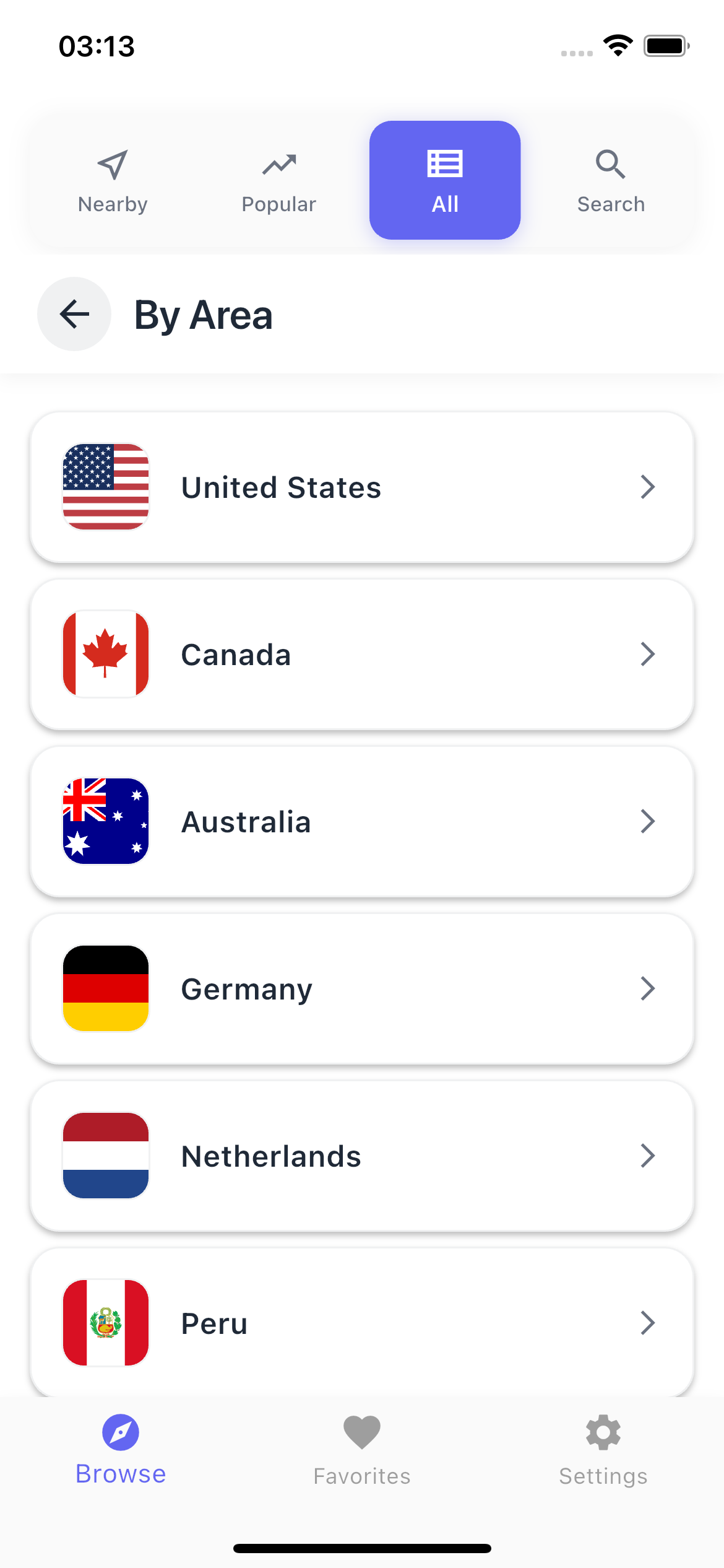 Browse emergency feeds by region