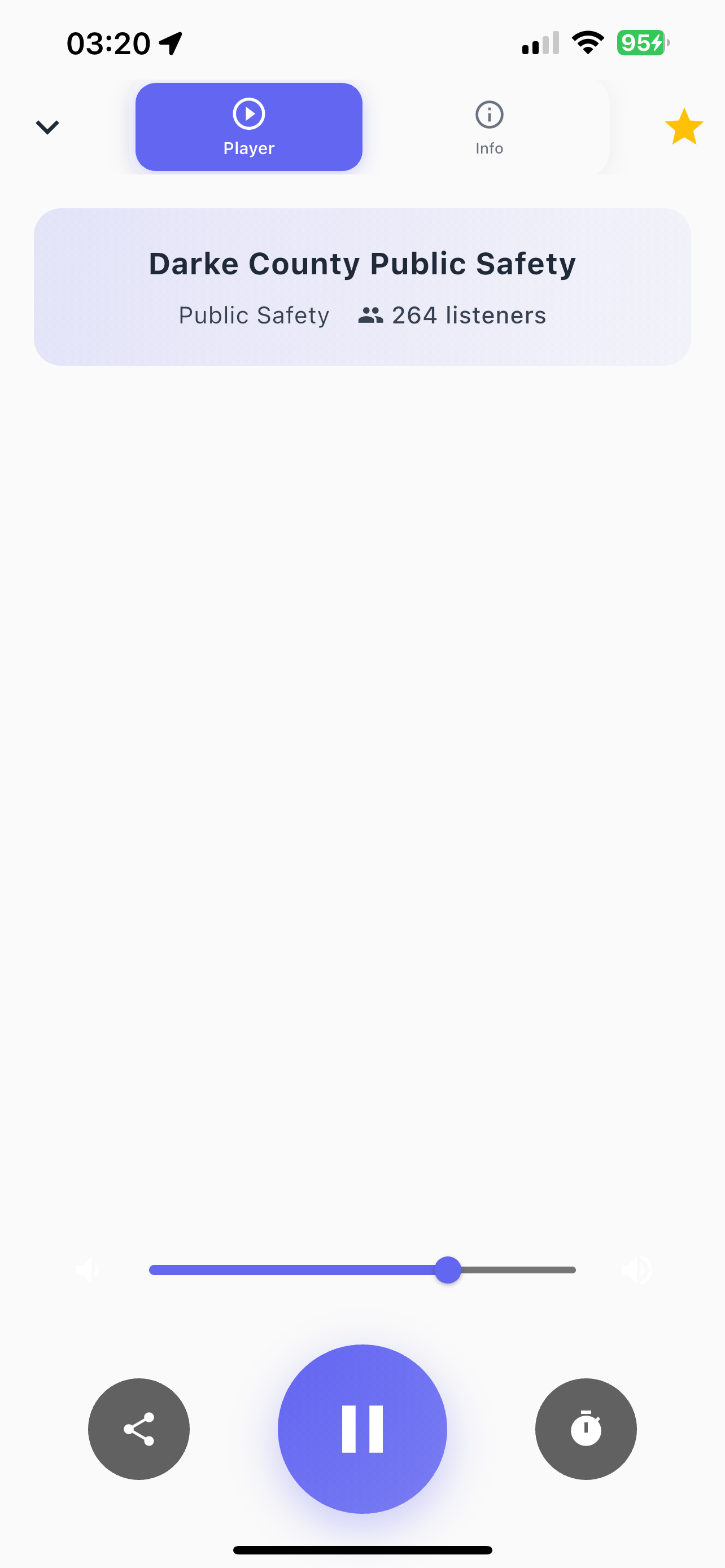 Live radio player with controls